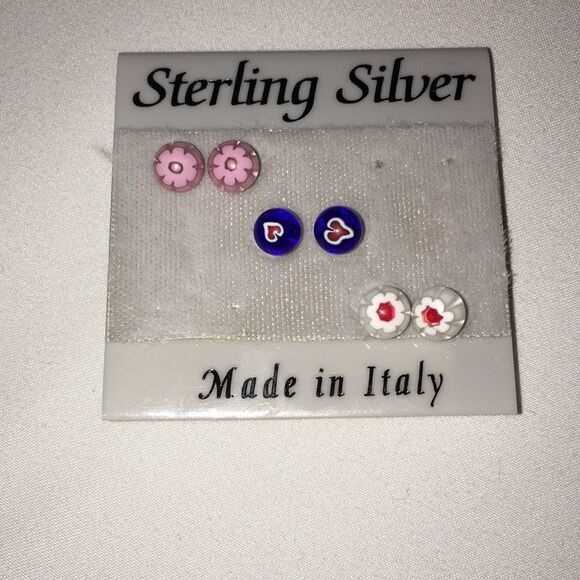 3 pair of stud earrings sterling silver - Picture 1 of 6